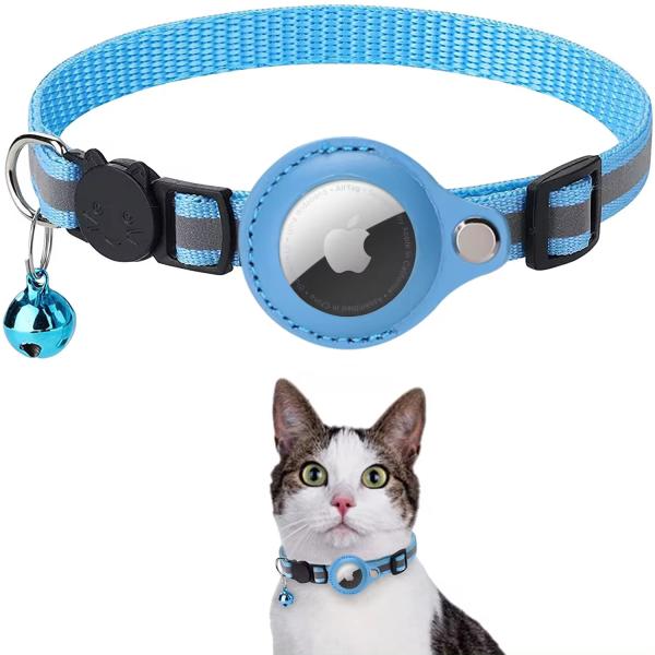 Solid Pattern Pet Collar Reflective Anti Loss Airtag Cat Collar PU Polyester Iron
