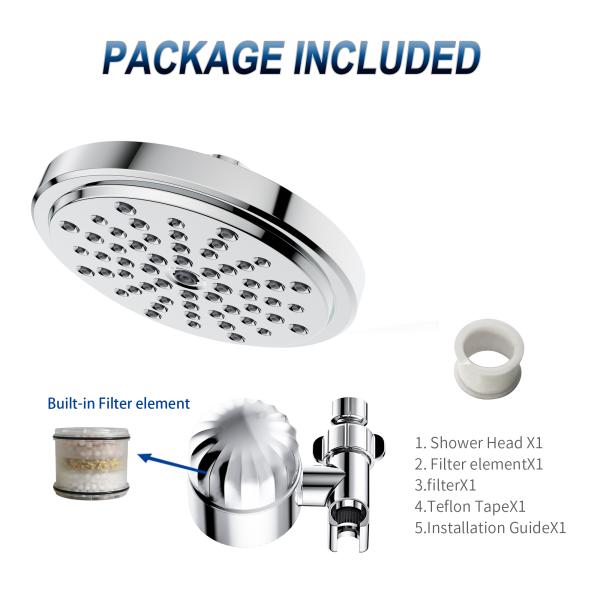 Bathroom Equipment with ABS Plastic Chromed Overhead Shower Head and Filter