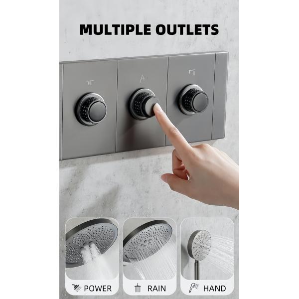 Modern Concealed Valve Showers Four Outlets Thermostatic Easy Maintenance