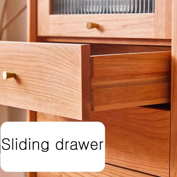 Solid Wood Kitchen Storage Cupboard Wooden Furniture Woven Dishes Cabinet in Pantry