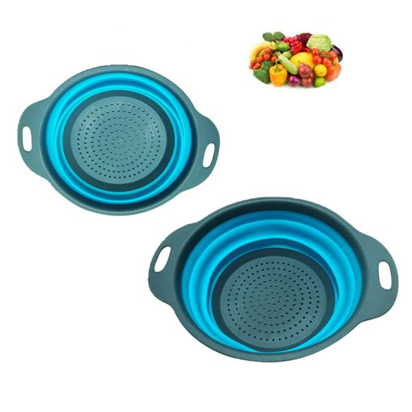 Foldable Collapsible Silicone Colander Fruit Vegetable Washing Basket Strainer