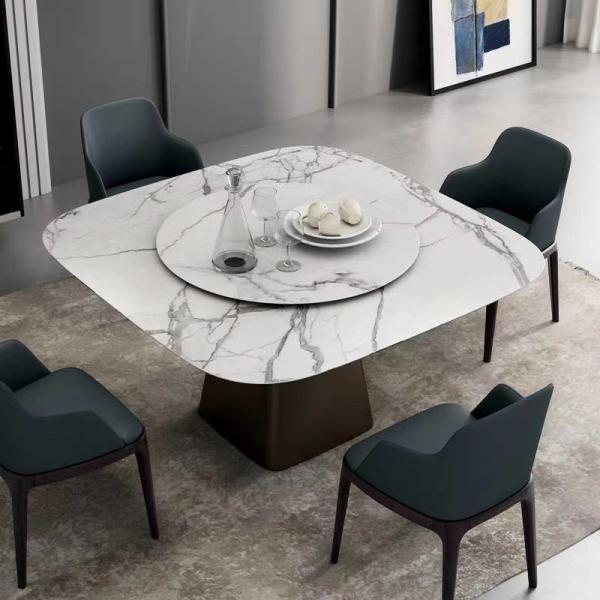 Modern ceramic marble top dining table with chair , marble dining table foshan manufacturers