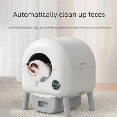 Boîte à ordures automatique à grande capacité pour animaux de compagnie de 550 mm, boîte à ordures sécurisée et auto-nettoyante en PP ABS