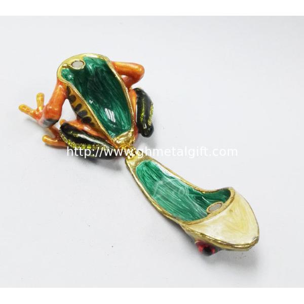Frog diamond decoration trinket jewelry box petwer metal jewelry box for jewelry