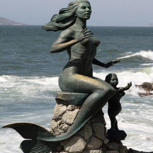 Custom Outdoor Garden decoration life size bronze mermaid statue for sale