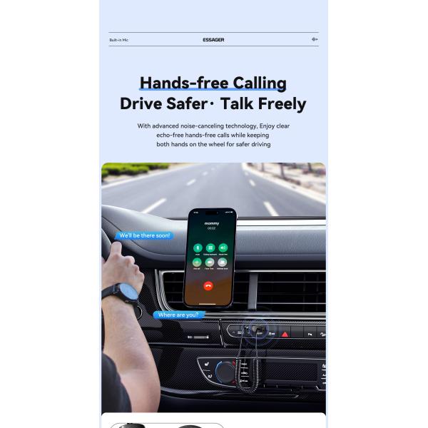 Essager EB01 Series 3.5mm Jack To Bluetooth Receiver Audio Adapter 10m