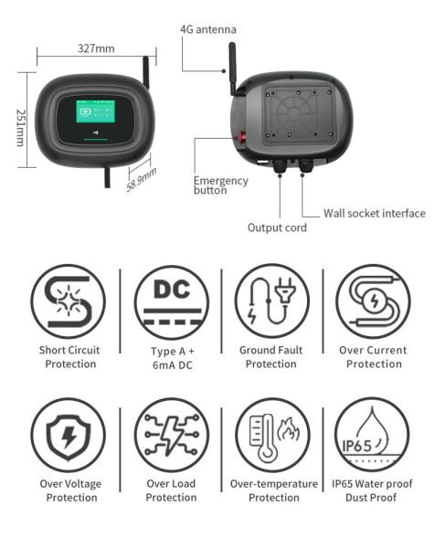 carregador fixado na parede de carregamento de Wallbox Ev da pilha da C.A. de 3kw 7kw 11kw 22kw