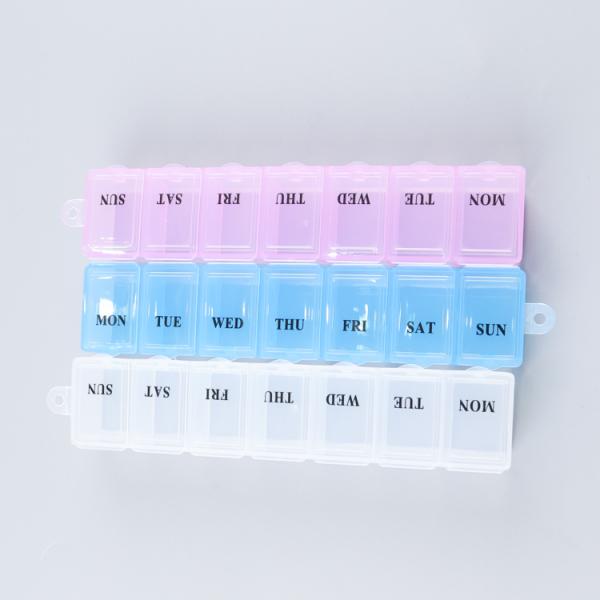 pill box Красочная коробка организатора таблетки ПП еженедельная с ясной фармацией коробки таблетки крышки