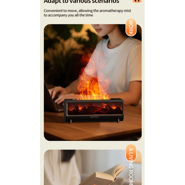 Home Ultrasonic Aroma Humidifier Colorful Flame Air Aroma Diffuser CE FCC RoHS Approved