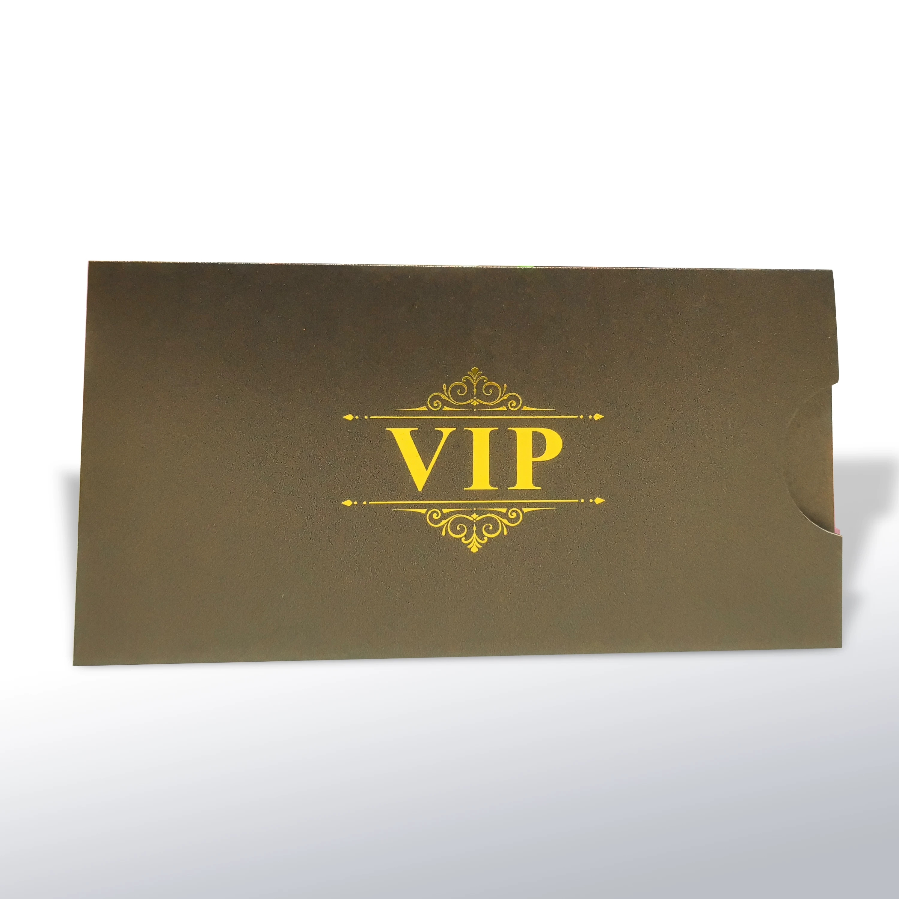VIP Card Paper Sleeves With Gold Foil Stamping For Hotel Club