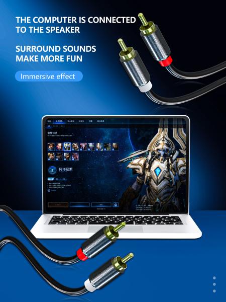 HDTV HiFi 6 Foot Audio And Video Cable 2RCA Male To 2RCA Male