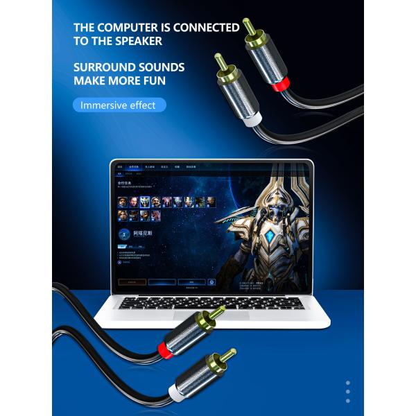 HDTV HiFi 6 Foot Audio And Video Cable 2RCA Male To 2RCA Male