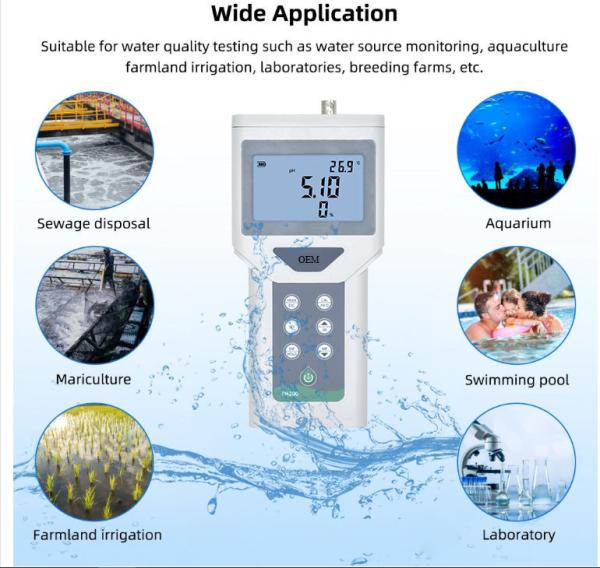 Handheld Portable Digital ORP pH Meter with 65*40mm Multi-line LCD Backlight Display