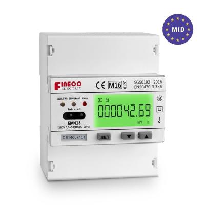 Power Analyzer EM418 MID Approved for Energy Monitoring RS485 10 100 A 72*100*106.5mm