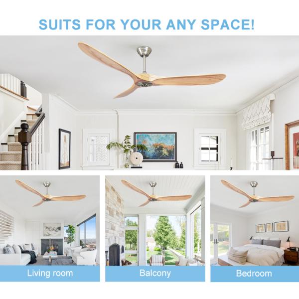 Ventilador de teto de 60 polegadas com controle remoto e vento natural