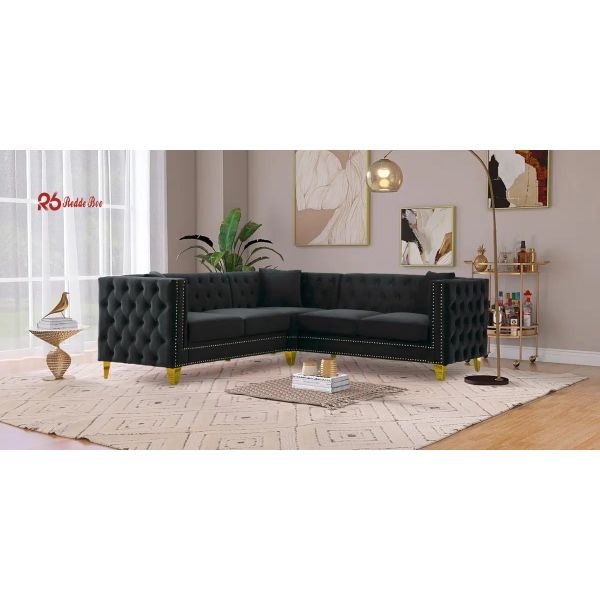 Comfiest Navy Blue Leather L Shaped Sectional Sofa Corner Couches Oversized