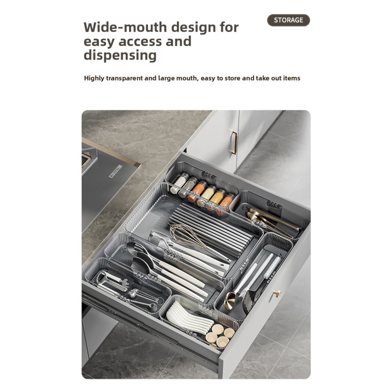 Minimalist Acrylic Drawer Organizer Durable Clear Storage Box Desktop Cosmetic Case for Makeup Lipstick Kitchen Cutlery Utensils