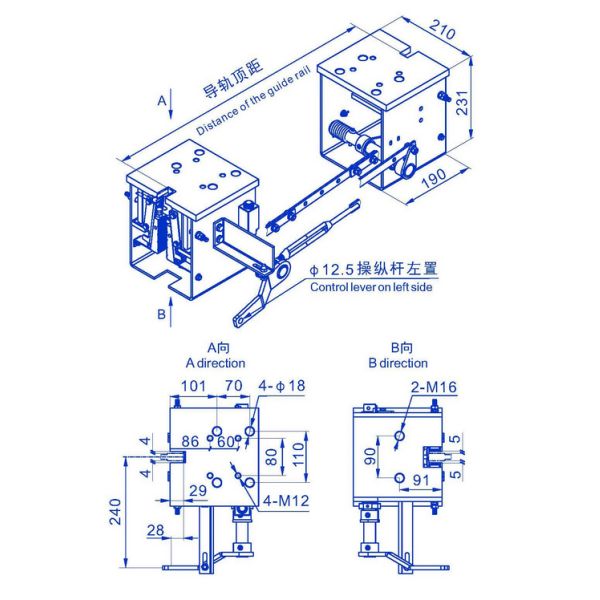 Elevator Accessories Safety Brake Device 0.25~2.5m/S Rated Speed