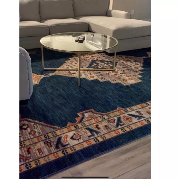 Living Room Furniture PU Leather Cover Material Round Glass Coffee Table Modern Design