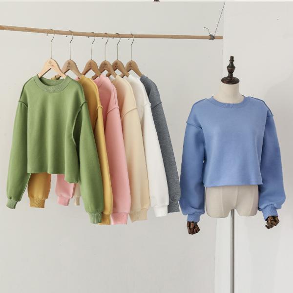 Outdoors Oversized Cropped Crewneck Sweatshirt Hoodie Crop Top Women'S Raw Hem