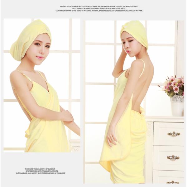 fashionable soft microfiber bathrobe and bath cap suit popular for sale