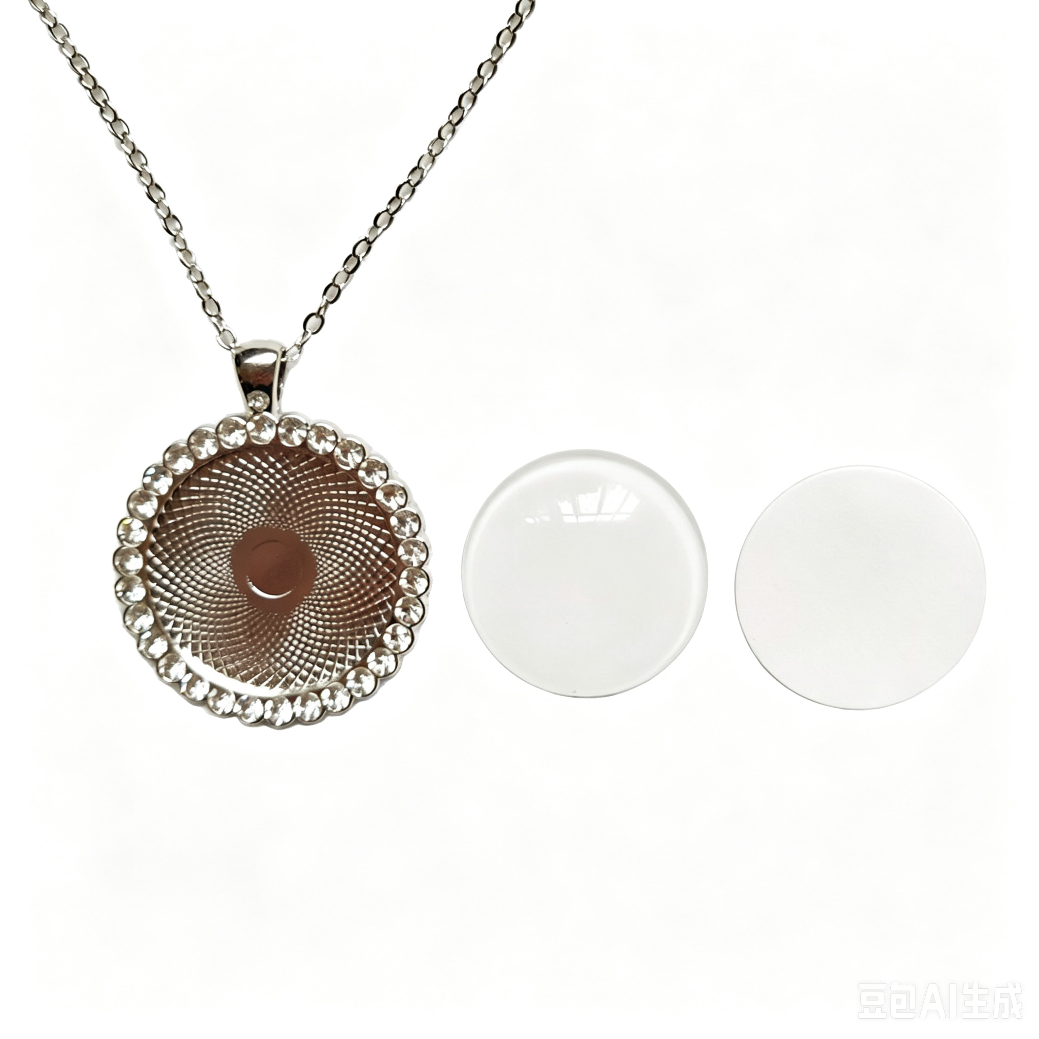 Round And Heart Sublimation Crystal Necklace Valentine'S Day Supplies Creative Sublimation Jewellery