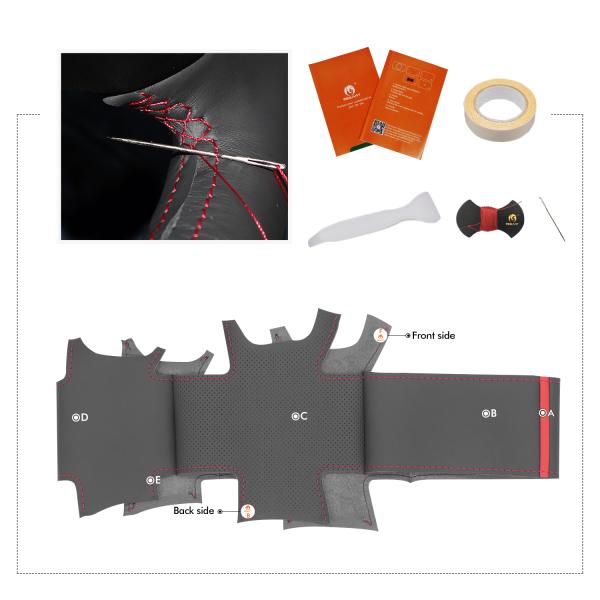 Red Color Hand Sewing Faux Leather Steering Wheel Cover for ISUZU DMAX D-MAX 2007-2011