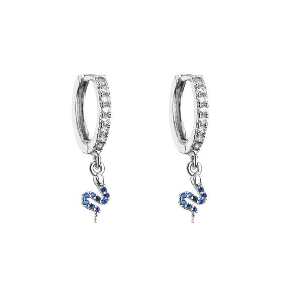 Животная змейка циркона формирует серьги обруча покрытого Кристл серег микро- серебряные