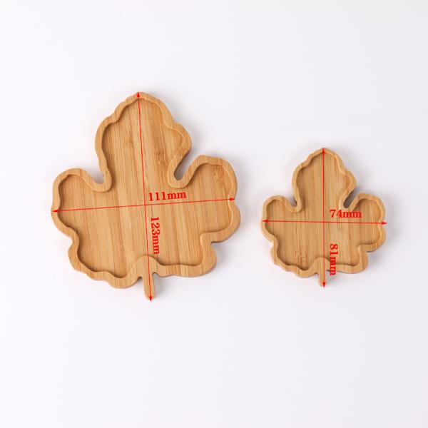 Leaf Shaped Customized Wooden Serving Tray Fruit Snack Bamboo Coaster