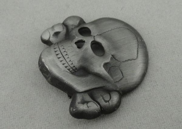 Antique Silver Plating Skull Souvenir Badges Brass Stamped With Brooch Pin