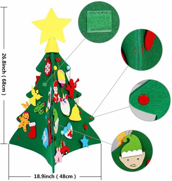 Custom Logo Christmas Tree Craft , 3D DIY Felt Christmas Ornament Crafts For Kids