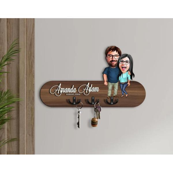 Customized Logo Wooden Key Holder Entryway Organizer for Personalized Home Storage