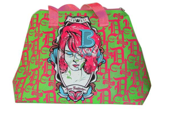 75g Silk screen printing beauty elipe shape sea beach zipper non woven carry bag