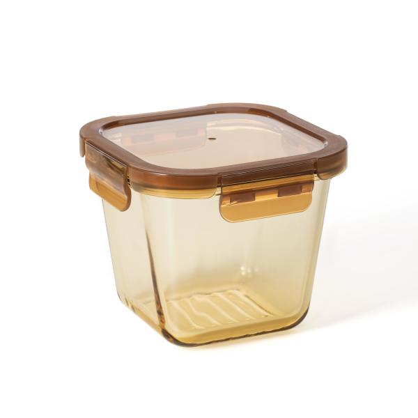 Amber Color Glass Food Storage Containers Set Stackable With 4 Lock PP Lid