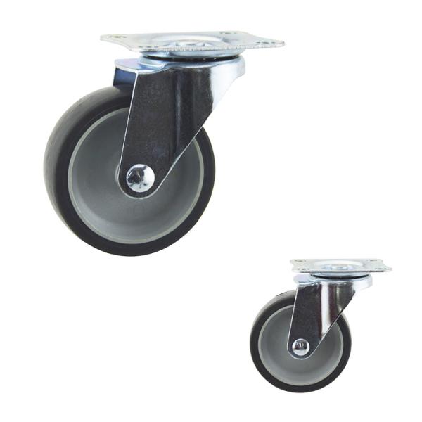 Рицинусы обязанности света плиты шарнирного соединения серого цвета TPR 3 дюймов 110lbs для стула