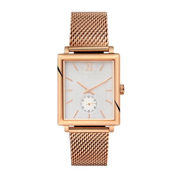 Rose Gold Square Stainless Steel Back Base Metal Bezel Japan Movt Watch