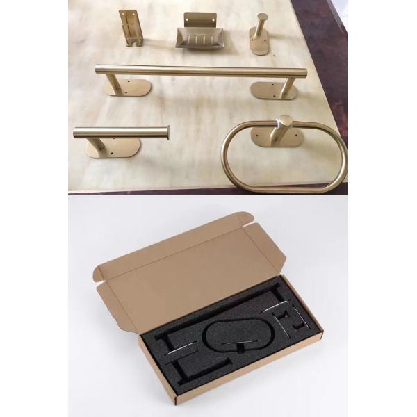 SUS304 Wall Mounted Bathroom Rack Set 6 PCS Matte Black color