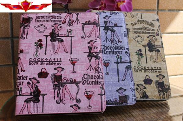New Fahion Modern Lady Ipad 2/3/4 PU Cover Cases Smart Sleep Durable High Quality