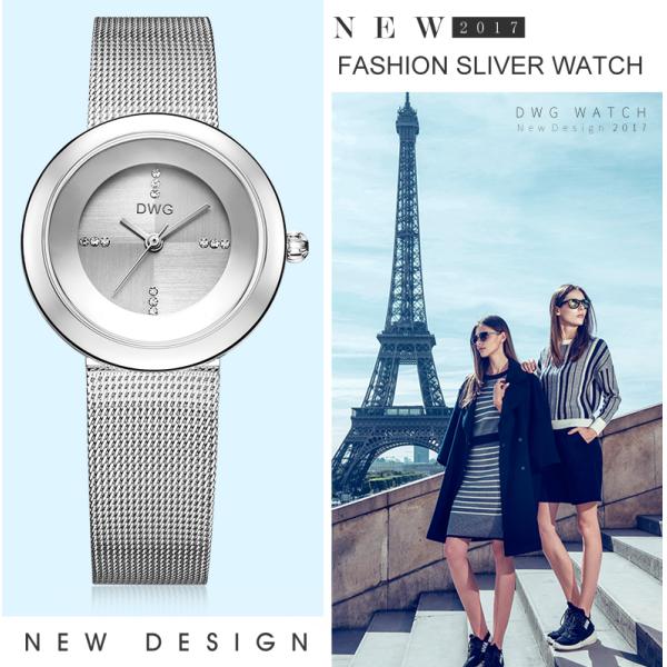 Japan Movt Quartz Female Wrist Watches Stainless Steel Back Water Resistant