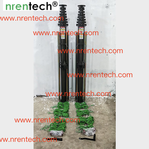 10m manual crank winch telescopic mast/ push telescoping mast/ aluminum telescoping mast