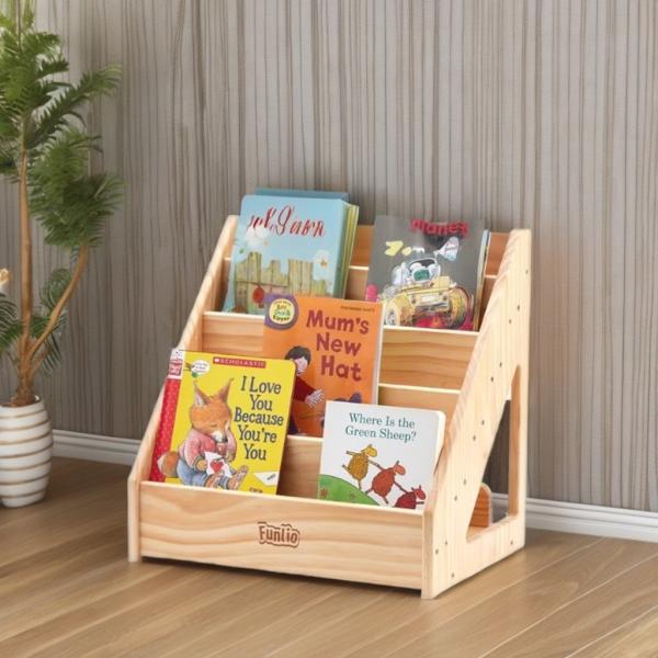 Living Room Front-Facing Kids Bookshelf for Toddlers 1-5 Years Handle and Custom Size