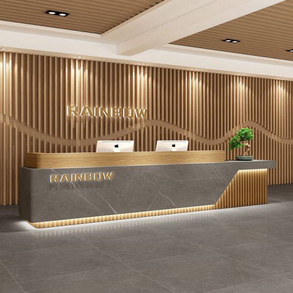 Modern Bar Furniture Fashionable Custom New Design LED Light Wood Table Restaurant Bar Counter Customization