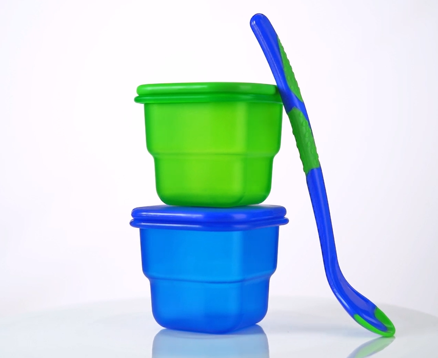 хранение детского питания 2pcs BPA свободное воздухонепроницаемое пластиковое с ложкой