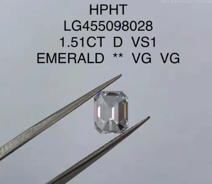 1.51 Ct VG Лабораторно выращенный изумрудовый бриллиант HPHT D цвет VS1 бриллиант
