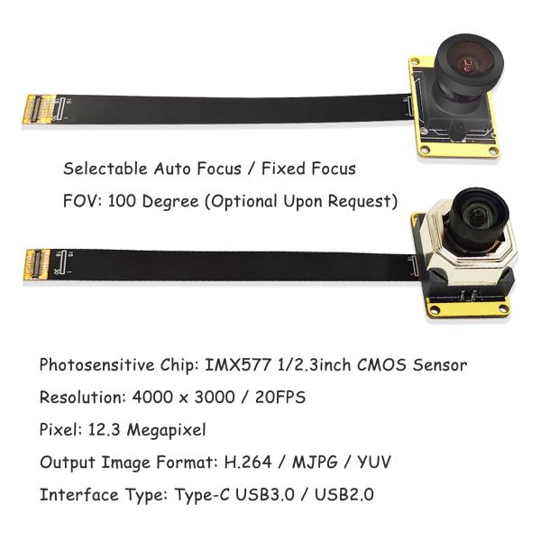 IMX577 12MP USB Camera Module Wide Angle AF CMOS Sensor USB UVC HD