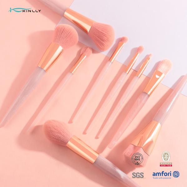 Aluminum Ferrule Premium Makeup Brush Set 9pcs Synthetic Hair OEM