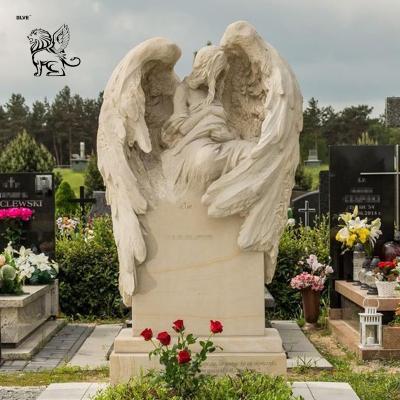 Marble Guardian Angel Sculpture Monument Cemetery Angel Statues Tombstone Grave Stone Handcarved