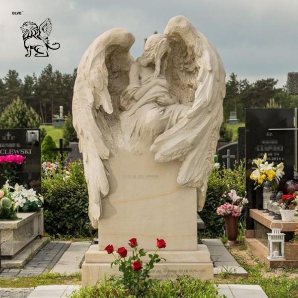 Cemetery Angel Statue Monument Marble Sculpture Cross Tombstone Grave Yard Stone Custom