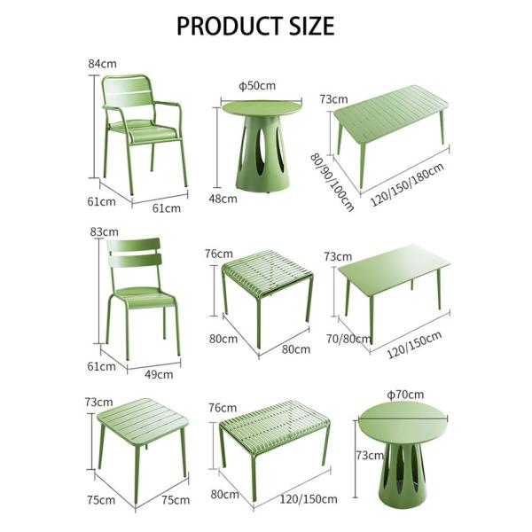 Патио обедая стулья и таблица установили современный алюминиевый сад на открытом воздухе 61x61x84cm металла