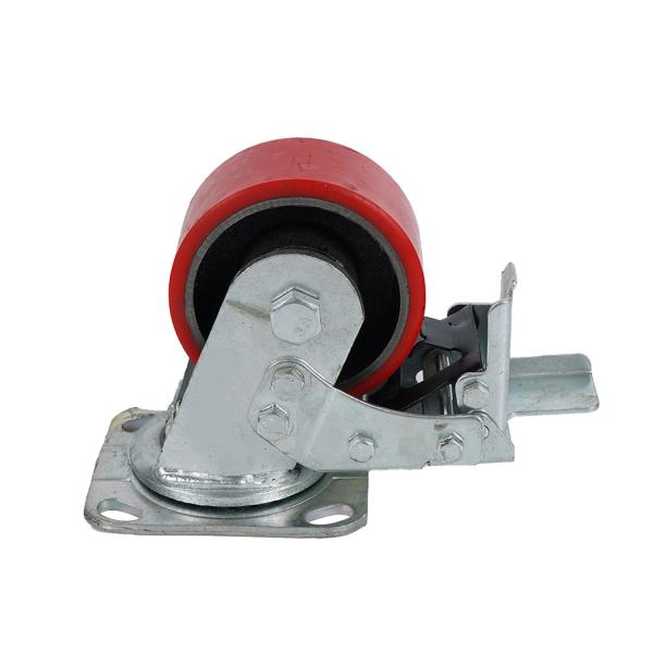 Red PU Iron Rigid Cableway Trolley Hanger Heavy Duty Swivel Wheels Caster Zinc Plated